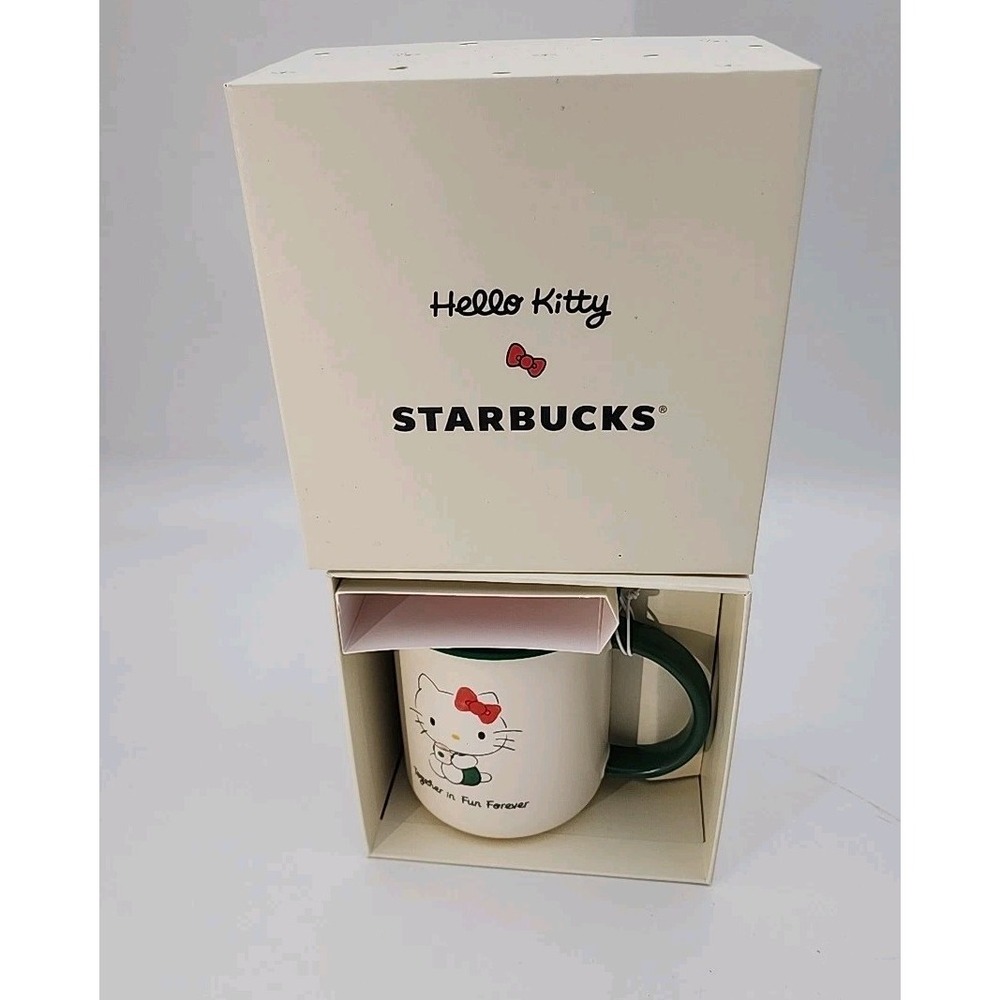 STARBUCKS x HELLO KITTY Ceramic Bow Top 16oz‎ Mug - Together In Fun Forever-NIB